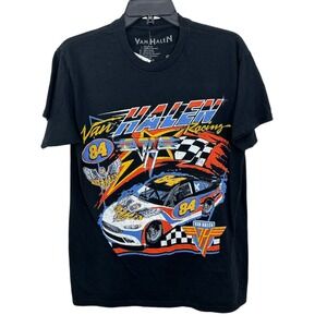 Van Halen Racing 84 Black Graphic T-Shirt  Men's Small Rock Band Tee NWT Casual